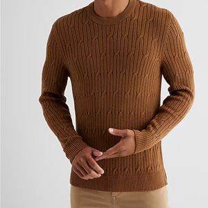 Express Brown Crewneck Ribbed Sweater